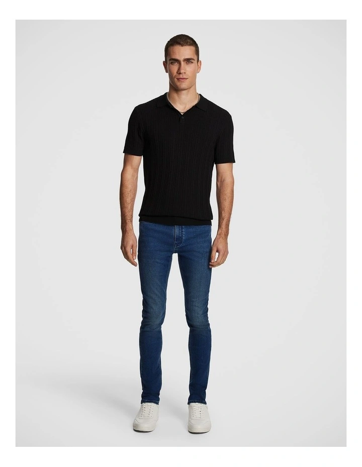 Banderas Knitted Polo Shirt in Black image 5