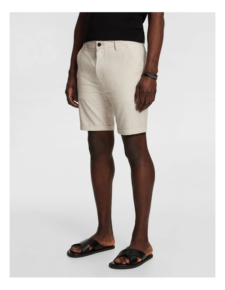 Panama Linen Chino Short in Natural image 3