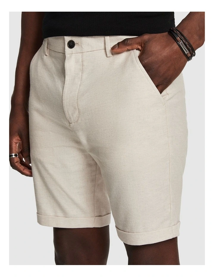 Panama Linen Chino Short in Natural image 4