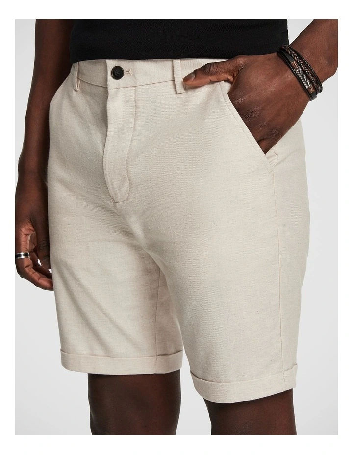 Panama Linen Chino Short in Natural image 4