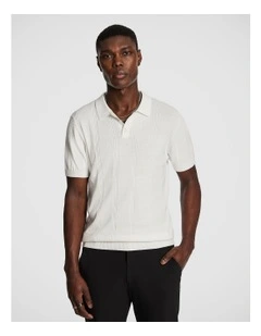 Tony Knitted Polo Shirt in White
