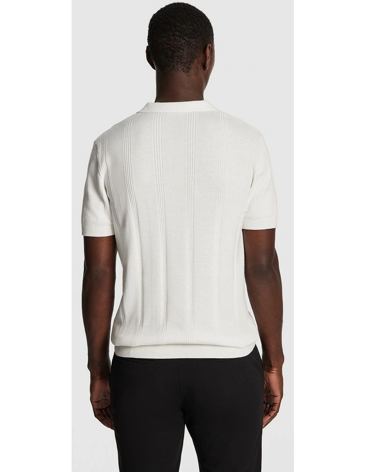 Tony Knitted Polo Shirt in White image 2