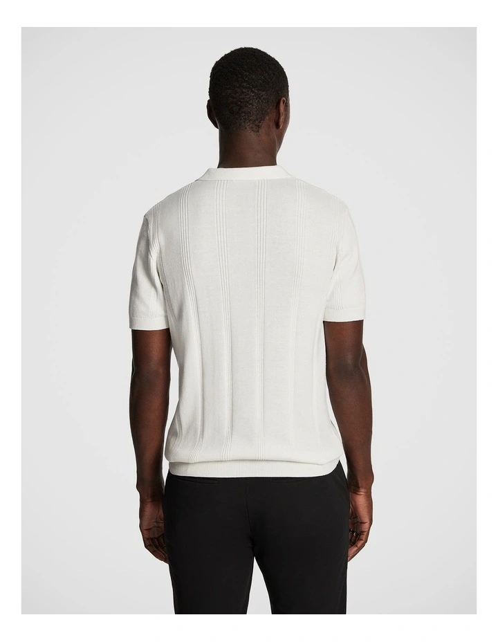 Tony Knitted Polo Shirt in White image 2