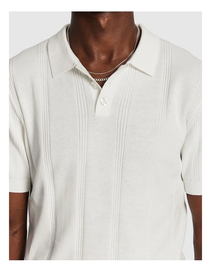 Tony Knitted Polo Shirt in White image 3