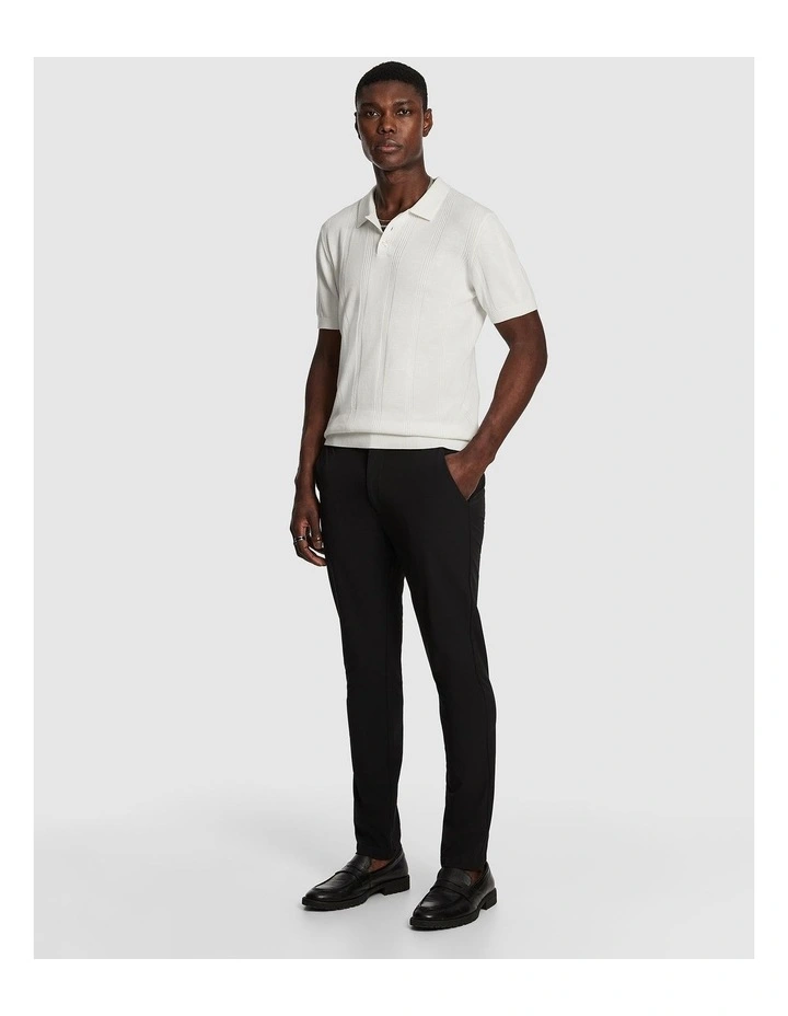 Tony Knitted Polo Shirt in White image 4