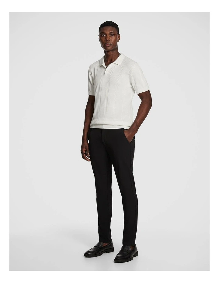 Tony Knitted Polo Shirt in White image 4