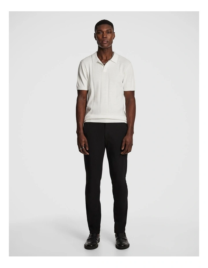 Tony Knitted Polo Shirt in White image 5
