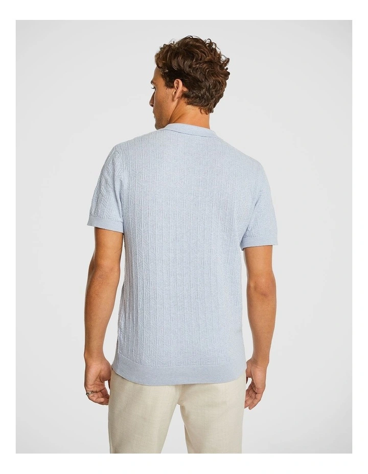 Sid Knitted Polo Shirt in Blue image 2