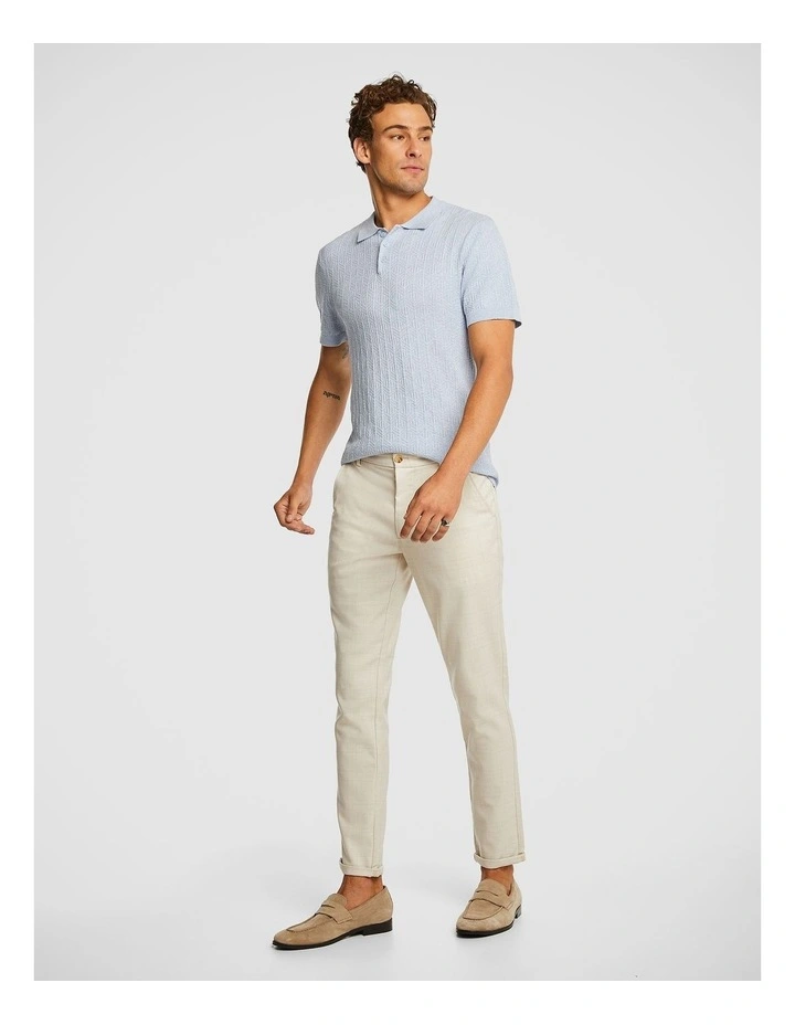 Sid Knitted Polo Shirt in Blue image 4