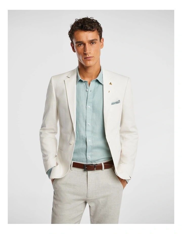 Cosmo Linen Blend Blazer in Natural image 1