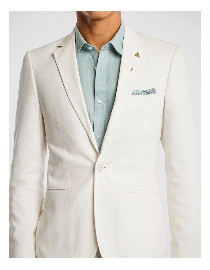 Cosmo Linen Blend Blazer in Natural image 3