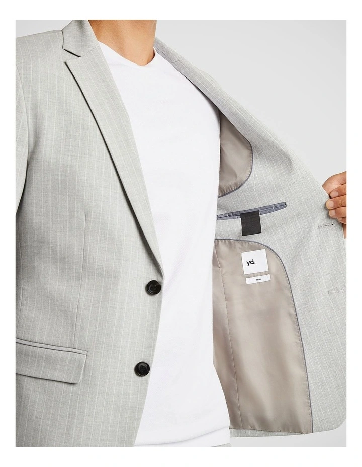 Capone Pinstripe Blazer in Light Grey image 4