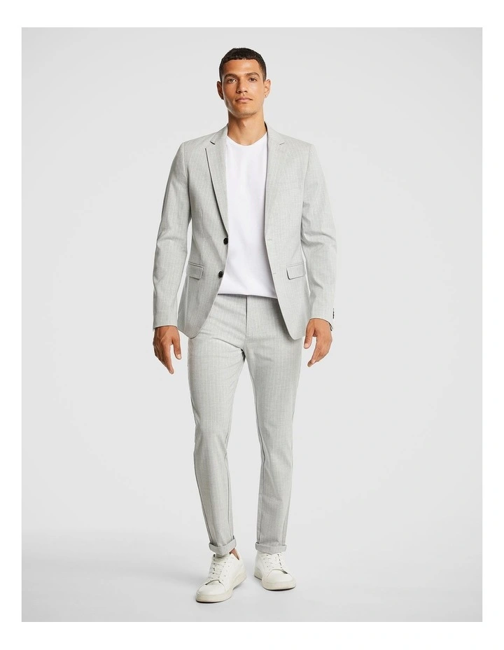 Capone Pinstripe Blazer in Light Grey image 6