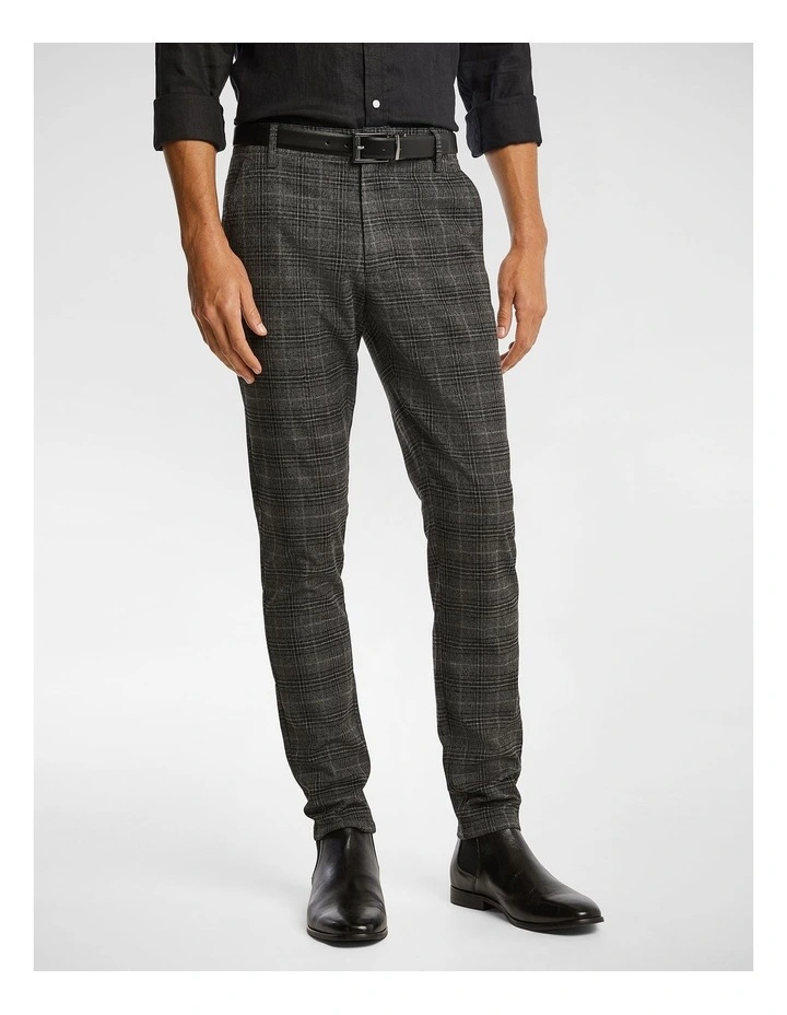 Kings Check Skinny Chino in Charcoal image 1