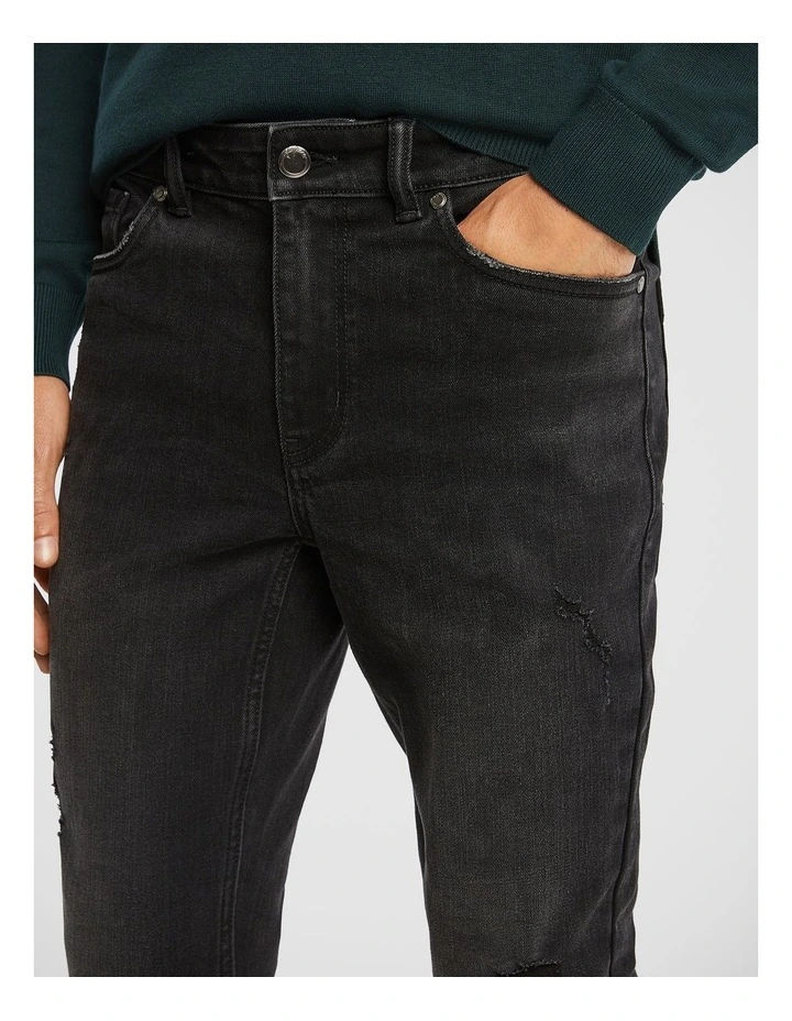 Gonzalez Skinny Jeans in Washed Black image 3