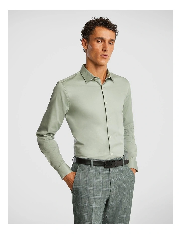 Erwin Stretch Slim Dress Shirt in Sage image 1