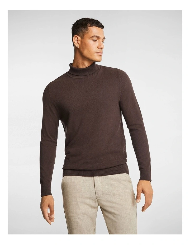 Gillespie Turtle Neck Knit Jumper in Chocolate image 1
