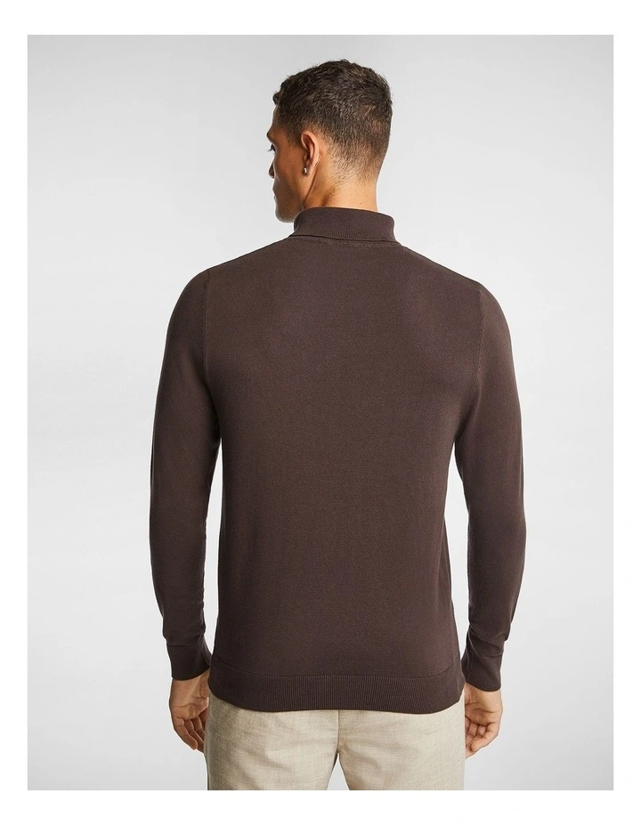 Gillespie Turtle Neck Knit Jumper in Chocolate image 2