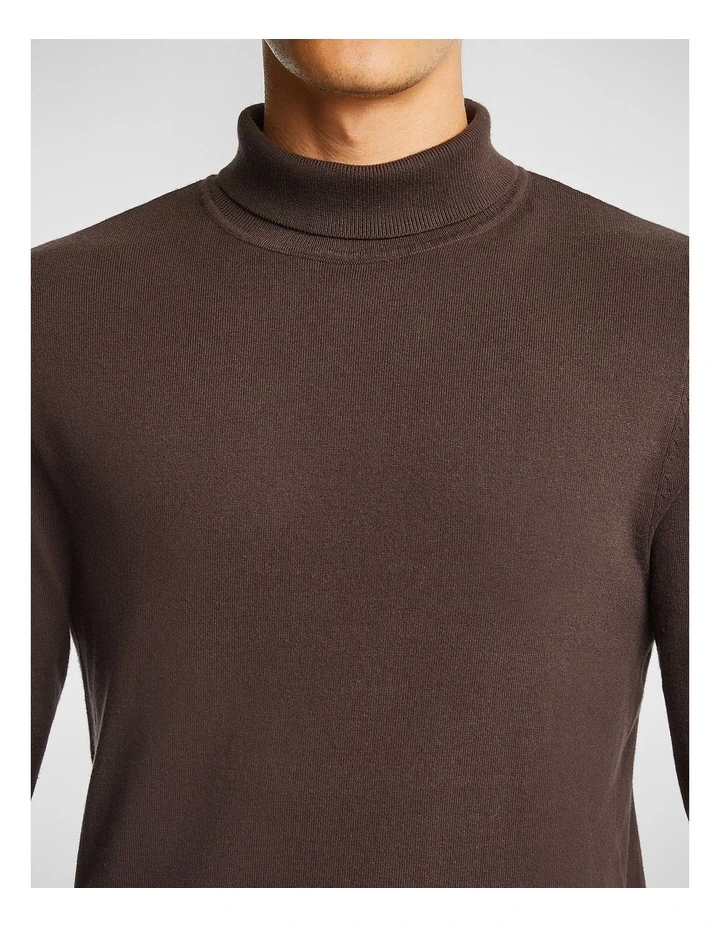 Gillespie Turtle Neck Knit Jumper in Chocolate image 3