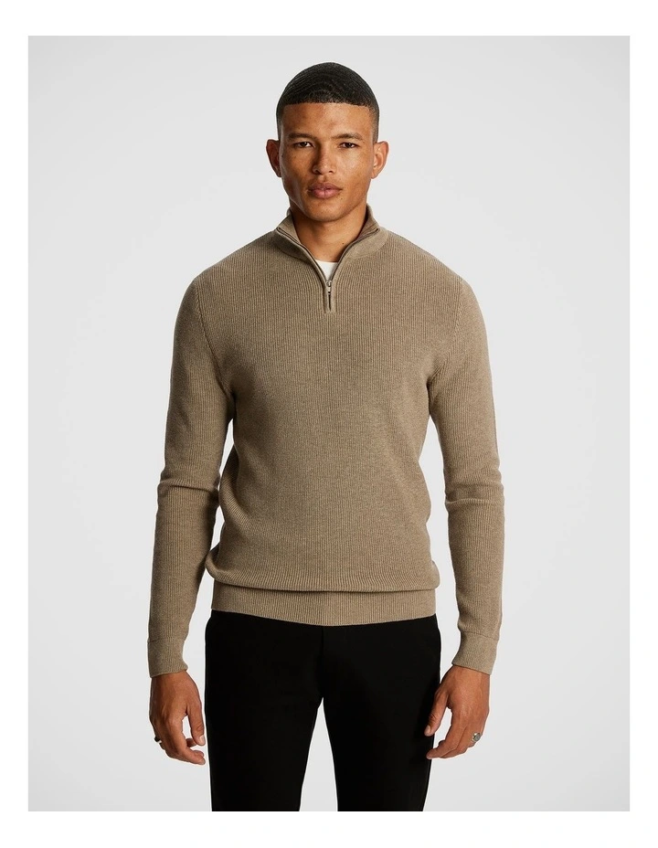 Washington 1/4 Zip Knitwear in Chocolate image 1