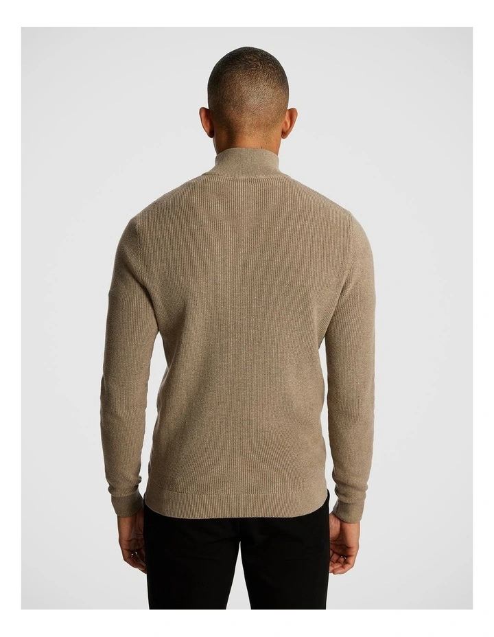 Washington 1/4 Zip Knitwear in Chocolate image 2