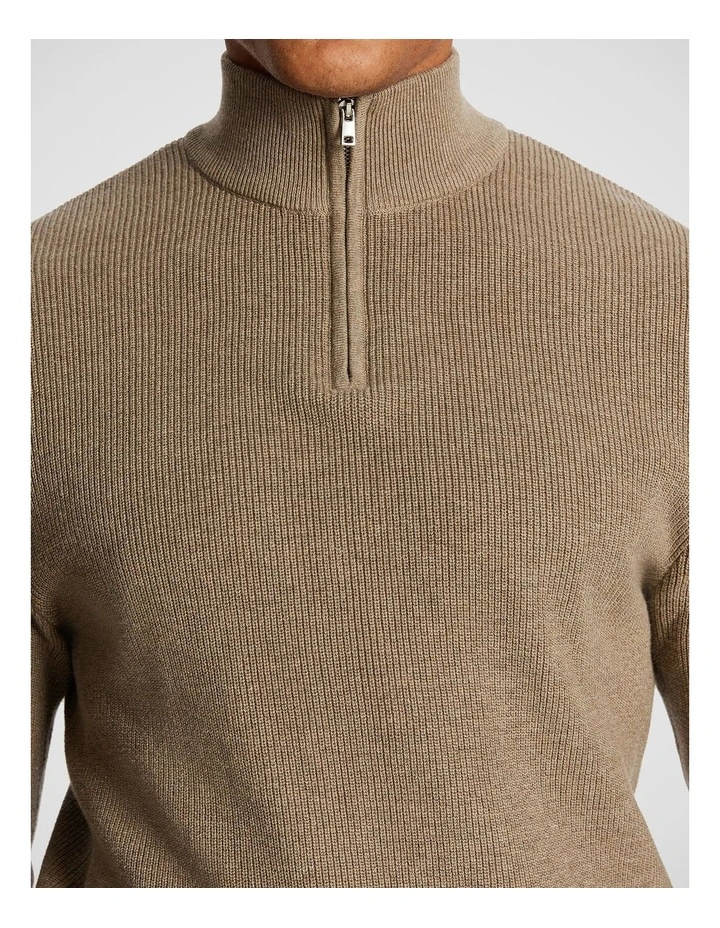 Washington 1/4 Zip Knitwear in Chocolate image 3