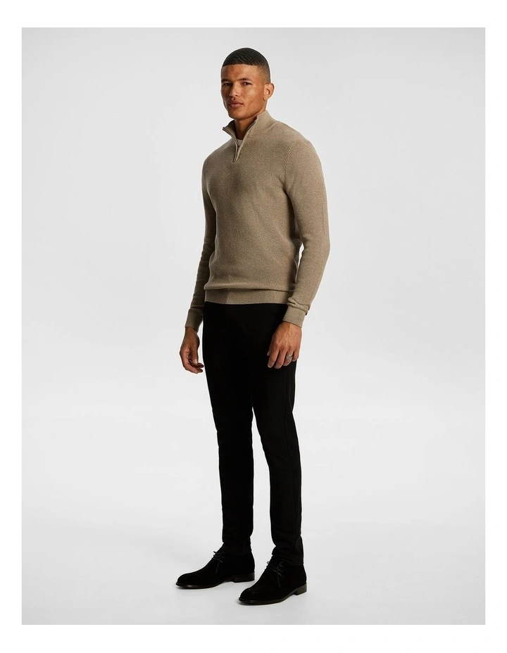 Washington 1/4 Zip Knitwear in Chocolate image 4