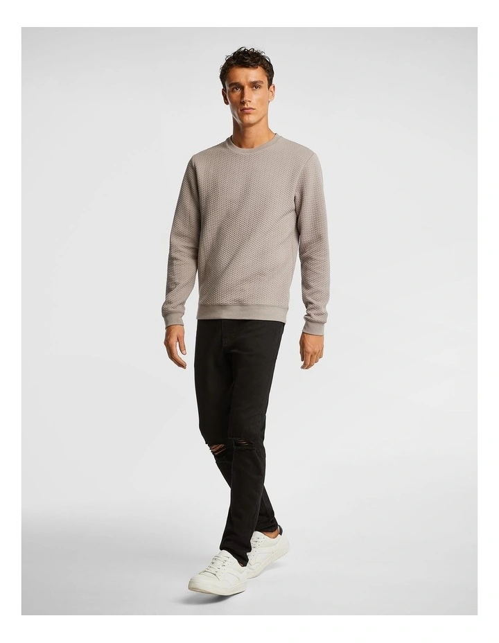 Tech Textured Sweatshirt in Taupe image 4