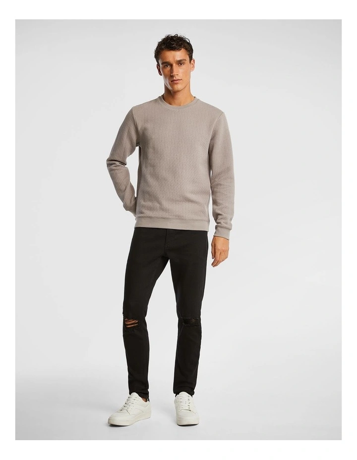 Tech Textured Sweatshirt in Taupe image 5