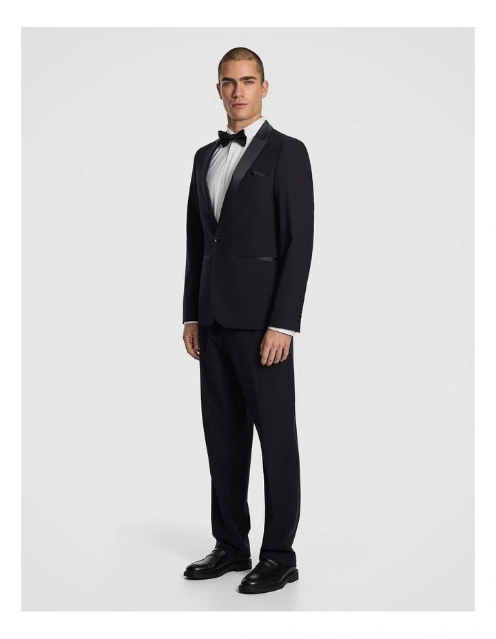 Seville Slim Tuxedo Suit Jacket in Black image 4