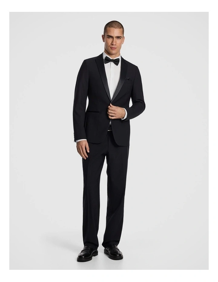Seville Slim Tuxedo Suit Jacket in Black image 7