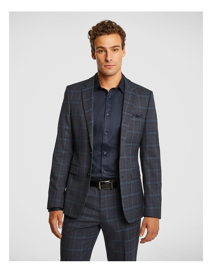 Limited Check Slim Suit Jacket in Navy