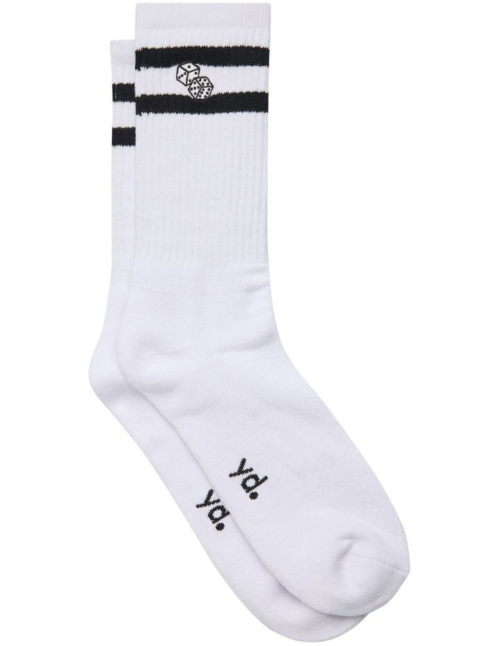 Embroidered Dice Sock in White
