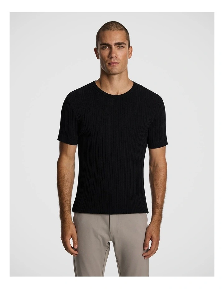 Alistar Knitted Tee in Black image 1