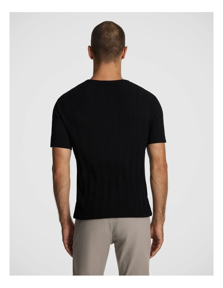Alistar Knitted Tee in Black image 2