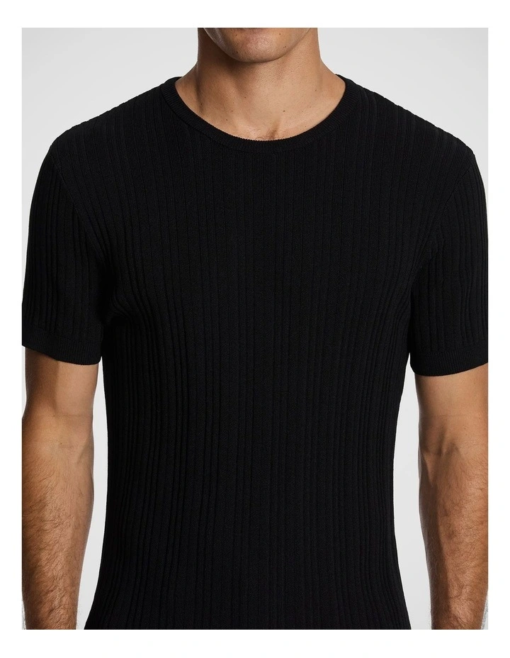 Alistar Knitted Tee in Black image 3