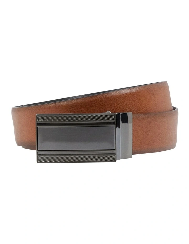 Barrick Plate Buckle Reversible Belt in Tan image 1