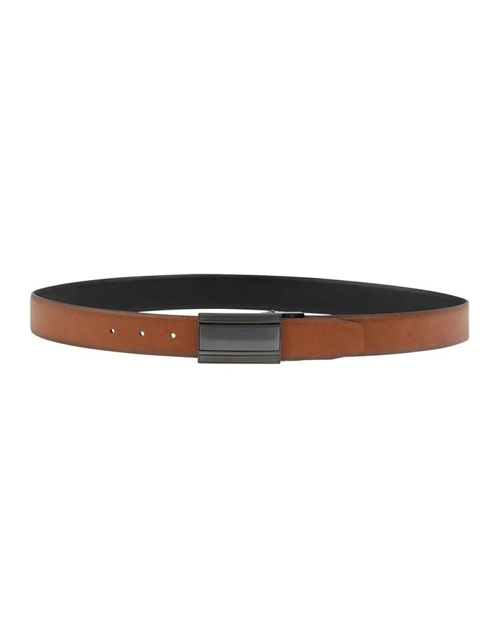 Barrick Plate Buckle Reversible Belt in Tan image 3