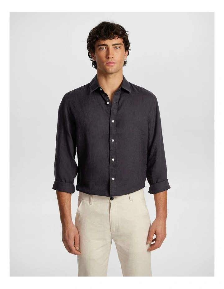 West Hampton Pure Linen Shirt in Charcoal image 1