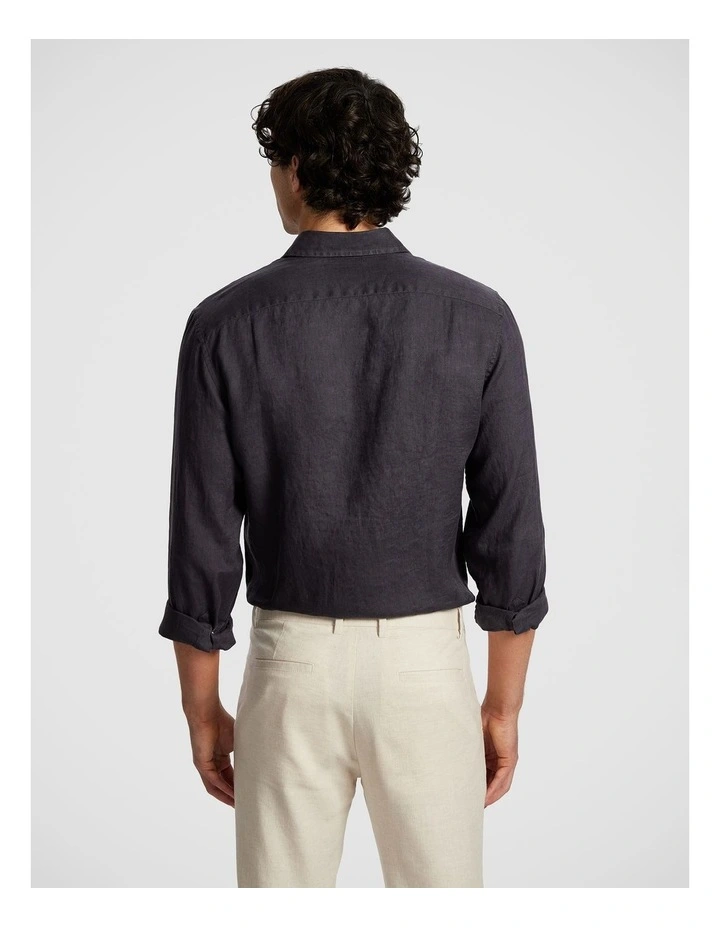 West Hampton Pure Linen Shirt in Charcoal image 2