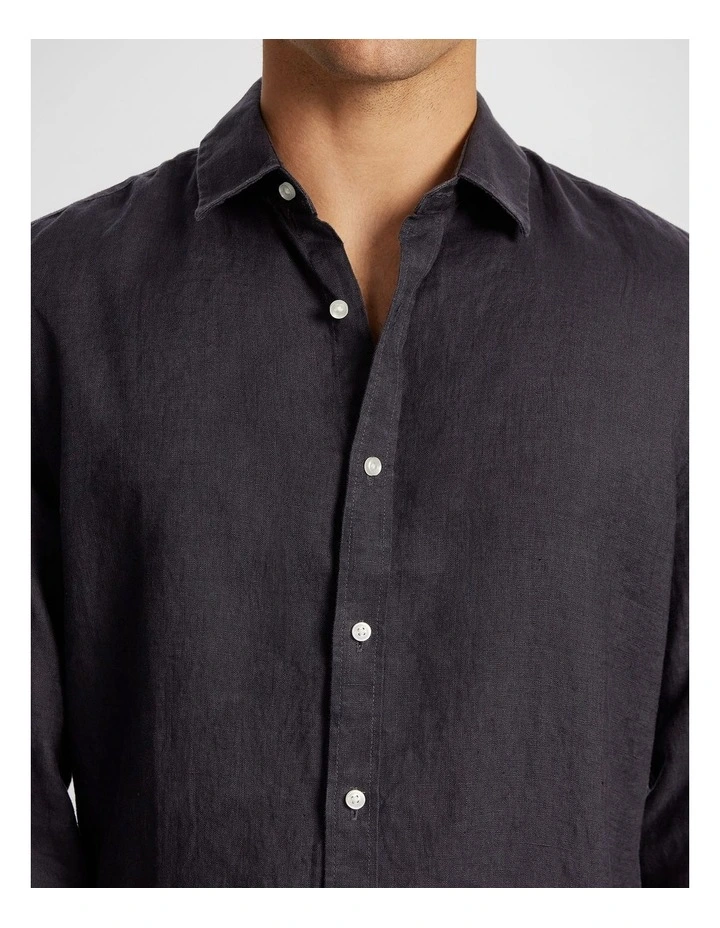 West Hampton Pure Linen Shirt in Charcoal image 3