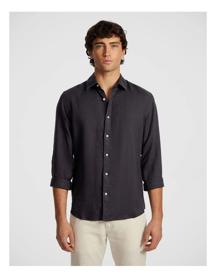 West Hampton Pure Linen Shirt in Charcoal image 6