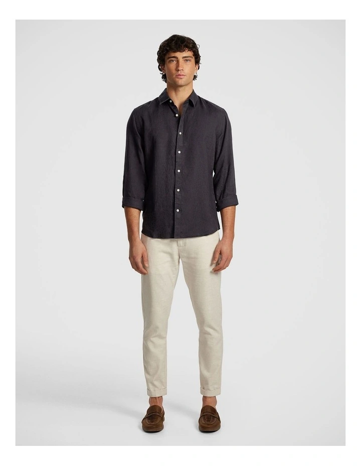 West Hampton Pure Linen Shirt in Charcoal image 7