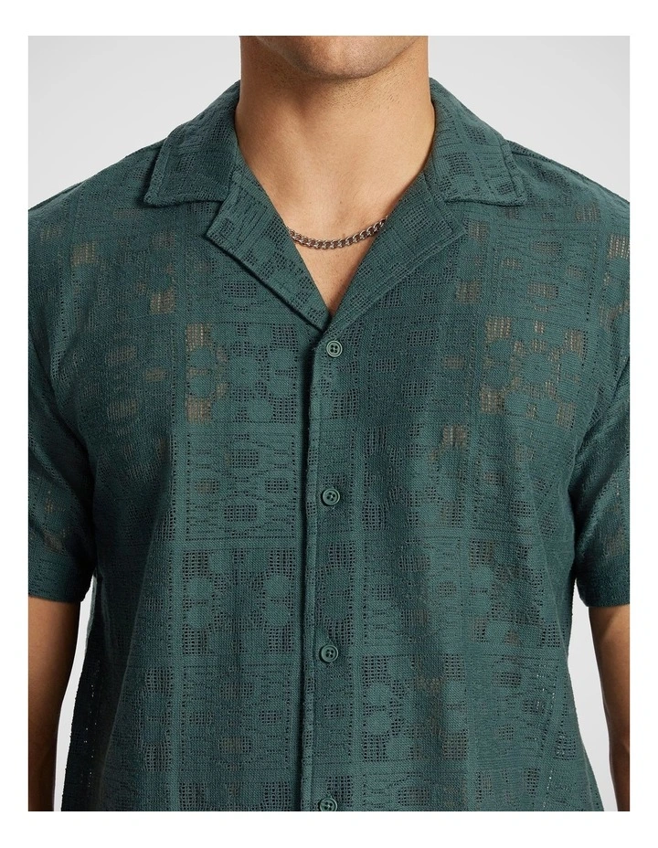 Romer Crochet Shirt in Dark Teal image 3