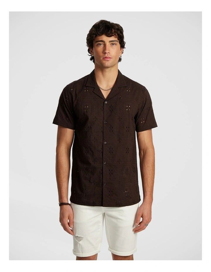 Fulham Broderie Shirt in Chocolate image 1