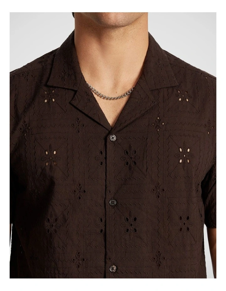 Fulham Broderie Shirt in Chocolate image 3