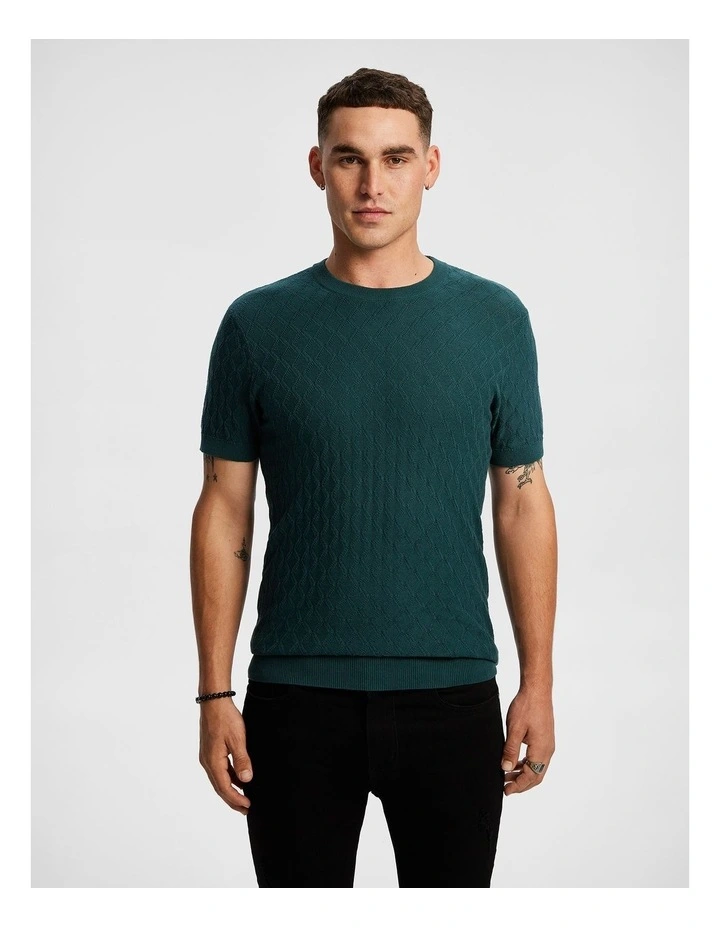 Link Knitted Tee in Teal image 1