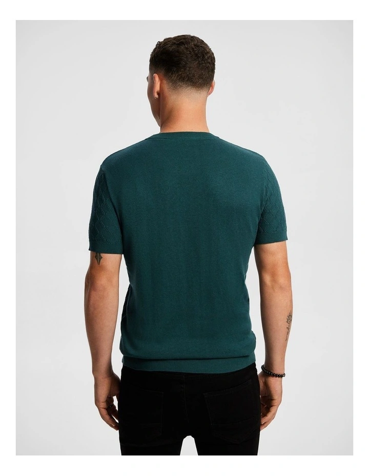 Link Knitted Tee in Teal image 2