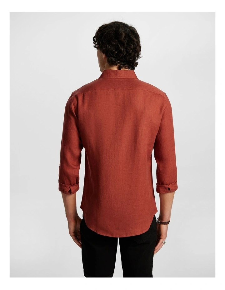 West Hampton Pure Linen Shirt in Rust image 2
