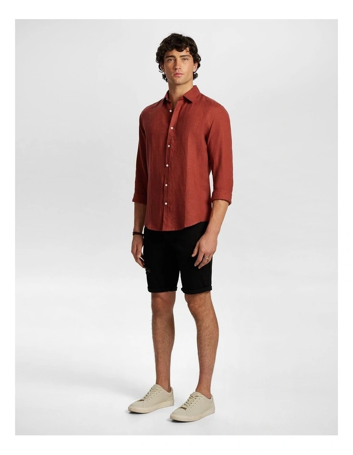 West Hampton Pure Linen Shirt in Rust image 4